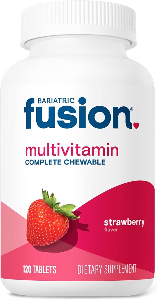 Bariatric Fusion Bariatric Multivitamin with Iron Complete Chewable | Strawberry | Post Bariatrik Vitaminler Gastrik Bypass ve Kol Gaztrektomi | One Moon Supply Supply