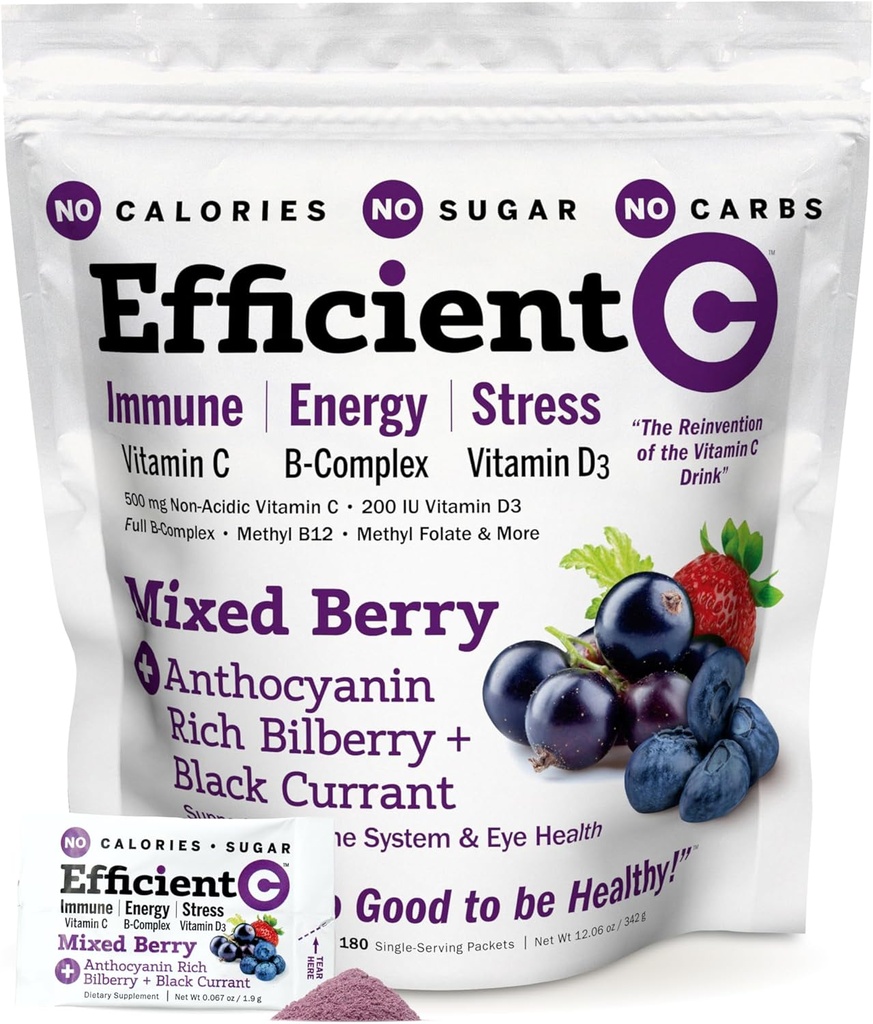 ANDREW LESSMAN Verimli C Karma Berry 90 Paketler - Immune, Enerji, Stres ve Göz Sağlığı Desteği. Vitamin C Drink'in yeniden icat edilmesi. Calories yok. Şeker yok. Karbs yok. Mix için kolay.