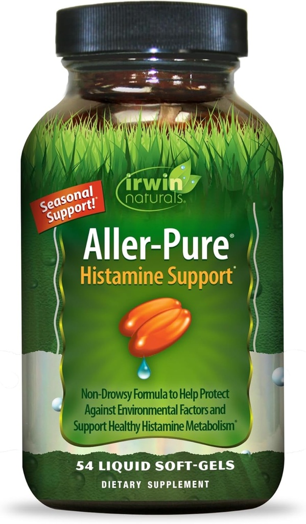Irwin Naturals Aller-Pure - 54 Liquid Soft-Gels - Histamine Support with Quercetin, Luteolin & Wellness - Non-Drowsy Formula