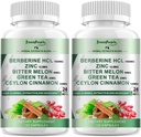 Seylon Cinnamon ile Berberi Tamam - 120 Kont Berberine 1500 mg Berberine HCL Capsules with Bitter Melon/Artichoke Extracts & Natural Herbs for Immune Support 2 Pack