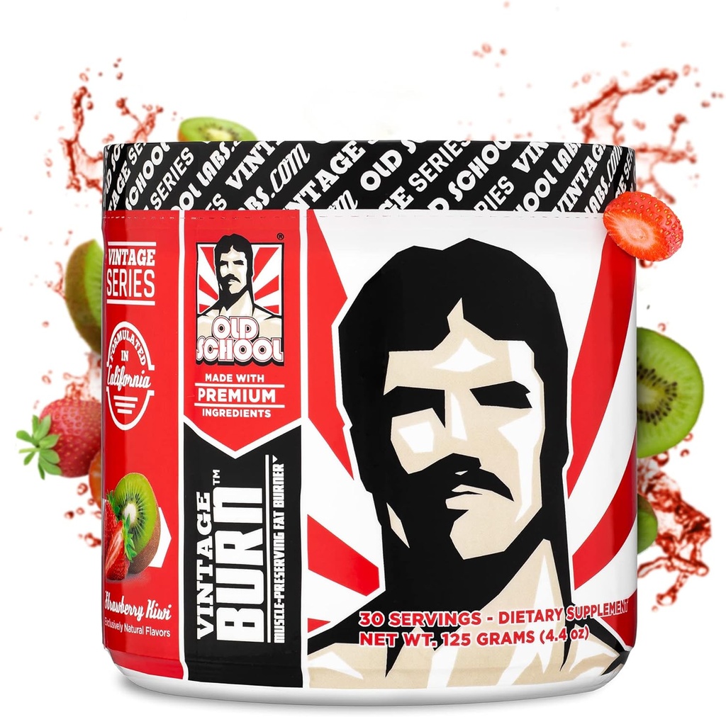 Vintage Burn - Erkekler ve Kadınlar için Fat Burner Toz - Fotojenik Fat & Kilo Kaybı - Yeşil Kahve Bean, Caffeine, Raspberry Ketones - Strawberry Kiwi Flavor - 30 Hizmet