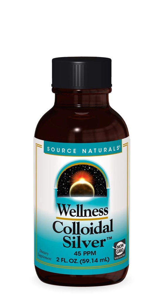 Source Naturals Wellness Colloidal Silver 45 ppm, Supports Physical Well Being* - 2 Akışkan oz