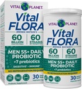 Vital Planet - Vital Flora Άνδρες άνω των 55 Daily Probiotic, 60 Billion CFU, Diverse Strains, Organic Prebiotics, Immune Support, Digestive Health Ράφιστα Σταθερά Προβιοτικά για τους άνδρες, 30 Κάψουλες