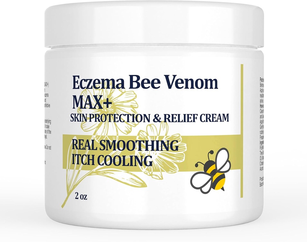High Strength Bee Venom Cream, Dyshidrotic Eczema Ointment, Heat Rash, Itching, Eczema, Psoriasis, Leg, Stomach, Foot, Hand, Irritated Skin, All Age Care