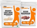 BulkSupplements Organic Lion's Mane Mushroom Extract + Reishi Mushroom Extract Sche