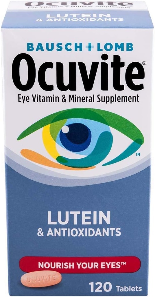Bausch & Lomb Ocuvite Vitamin ve Mineral Supplement for Eyes with Lutein Tablets, 240-Count