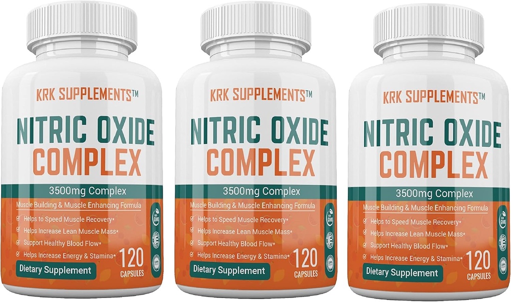 3 μπουκάλια Nitric Oxide Complex 3500mg ανά υπηρεσία L-αργινίνη HCL AAKG AKG Άλφα Κετογλουταρική Κιτρουλλίνη Μηλατικό 360 Σύνολο Καψακίων