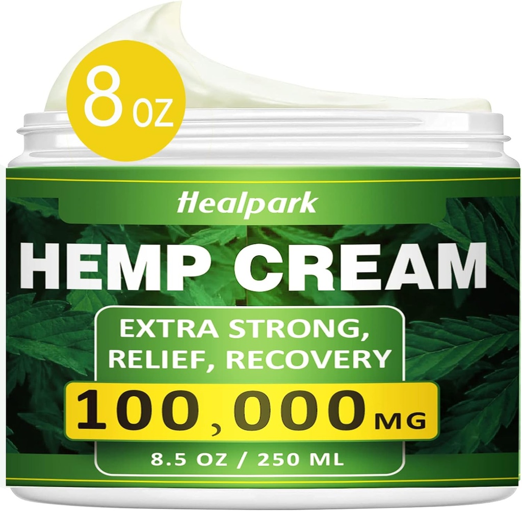 Healpark Natural Hemp Cream - 8.5 fl oz - Arnica,MSM, Turmeric, Menthol