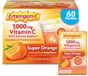Emergen-C 1000 Vitamin mg C Toz Daily Immune Support Caffeine Free Vitamin C Supplements with çinko Manga and Electrolytes, Super Orange Flavor - 60/2 Ay Supply