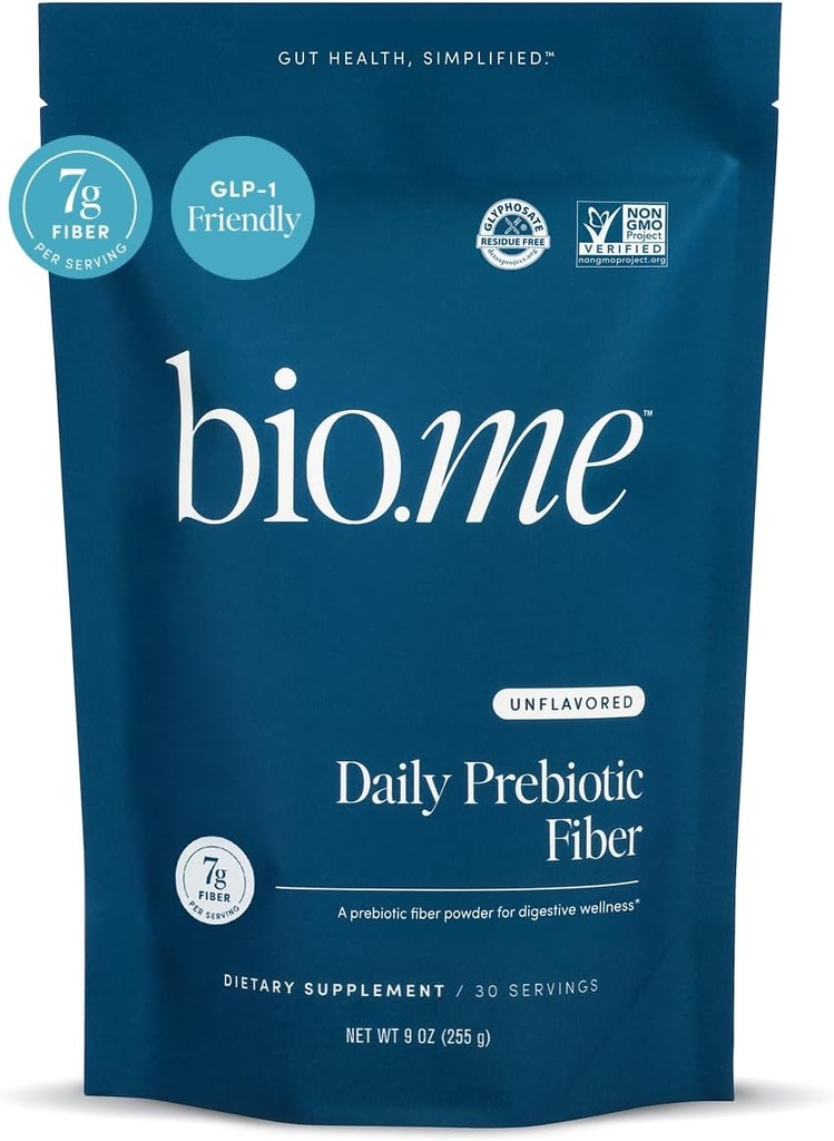 Bio.me Daily Prebiotic Fiber Powder Unflavored - 7g Per Serving - Διαλυτή και αδιάλυτη Fiber Supplement Powder for Women & Men - Digestive Health & Gut Health - GLP-1 Friendly, Sugar Free - 30 Services