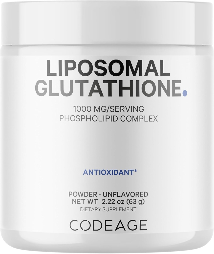 Kodaj Liposomal Glutathione Toz - 1000 mg Vegan, hizmet başına L-Glutathi'yi azalttı, Liposomal Teslimat - 2-Month Supply - Unflavored - Phospholipid - Non-GMO Gluten-Free - 2.22 Oz