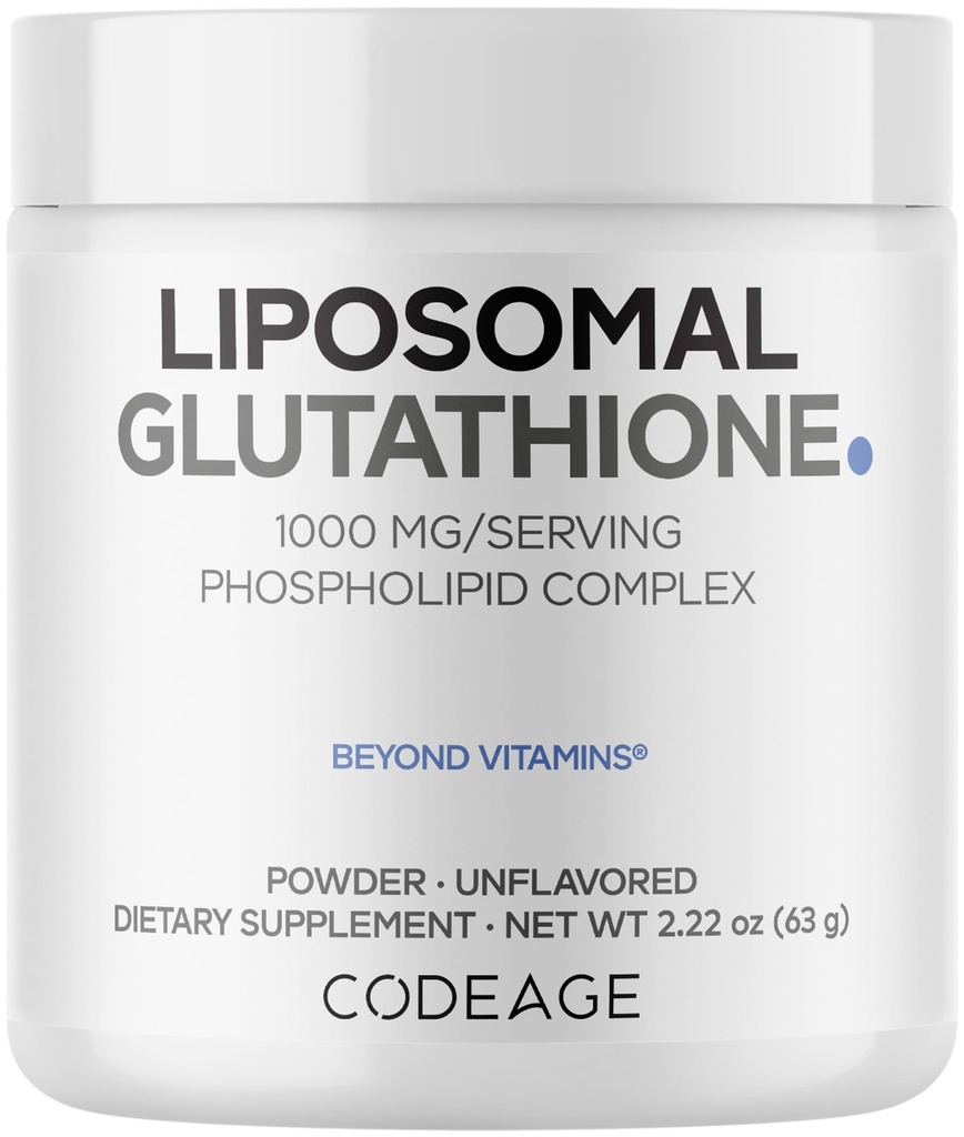 Kodaj Liposomal Glutathione Toz - 1000 mg Vegan, hizmet başına L-Glutathi'yi azalttı, Liposomal Teslimat - 2-Month Supply - Unflavored - Phospholipid - Non-GMO Gluten-Free - 2.22 Oz