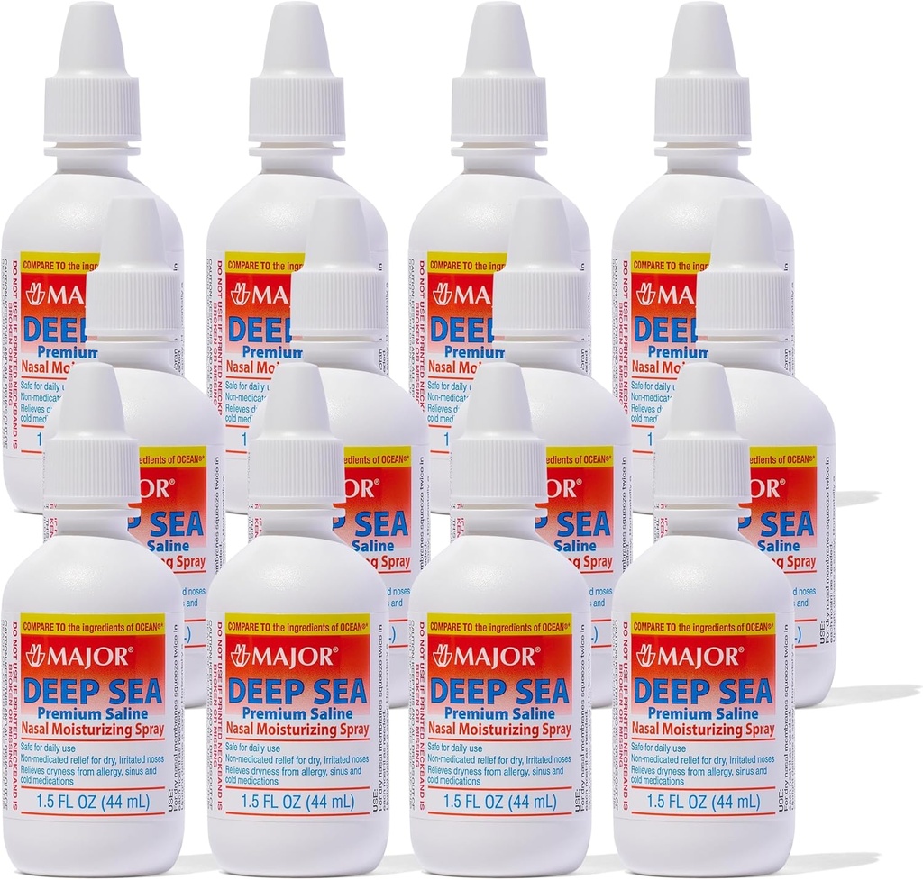 Deep Sea Saline Nasal Spray Generic for Ocean Nasal Moisturing Spray 1.5 oz per Şişe Pack of 12 Şişes