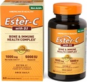 American Health EsterC με D3 Ανοσοποιητικό Σύμπλεγμα Οστών Χορτοφαγικά Δισκία 24ωρη Ανοσολογική Υποστήριξη 1000 mg EsterC 5000 IU Βιταμίνη D3 Μη Ακιδική Βιταμίνη C Υπηρεσίες, 60 Count