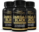 FREZZOR Omega 3 Black for Joint Care & Comfort - New Zealand Green Lipped Mussel Oil Capsules; 53x Higher Potency with UAF1000+ Super Antioxidant, No Fishy Aftertaste, 60 Count (Pack of 3)