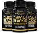 FREZZOR Omega 3 Black for Joint Care & Comfort - Yeni Zelanda Yeşil Lipped Mussel Oil Capsules; 53x UAF1000+ Super Antioxy, No Fishy Aftertaste, 60 Count (Pack of 3)