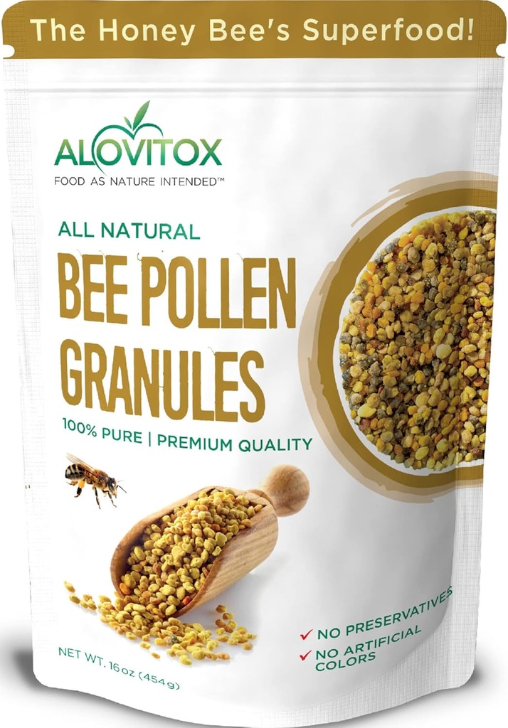 Alovitox Arıen Granules 16 Oz | 100% Pure, Fresh Raw Bee Pollen | Superfood Packed Bee Pollen with Antioksi, protein, Vitamins & More | Beslenme Yeast & Gluten Free