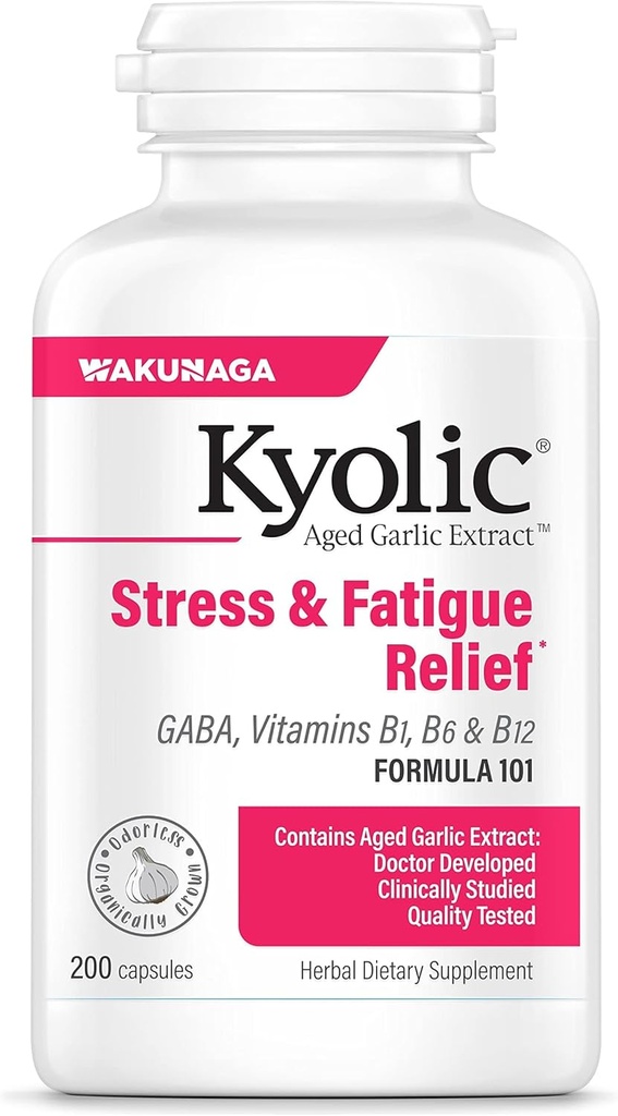 Kyolic Aged. Formula 101, Stres ve Fatigue Relief, 200 Capsules.