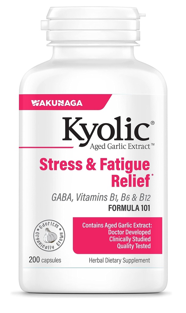 Kyolic Aged. Formula 101, Stres ve Fatigue Relief, 200 Capsules.