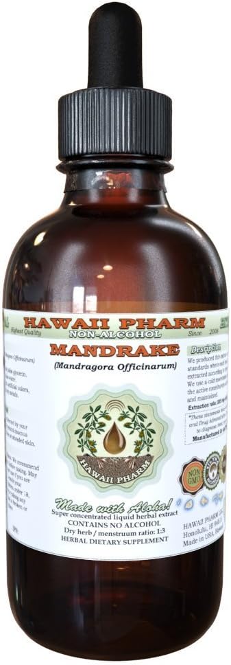 Hawaii Pharm Mandrake Alkol Özgür Sıvı Ekstraksiyon, Mandrake (Mandragora Officinarum) kuru Kök Glycerite Natural Herbal Supplement, USA 2 ozz