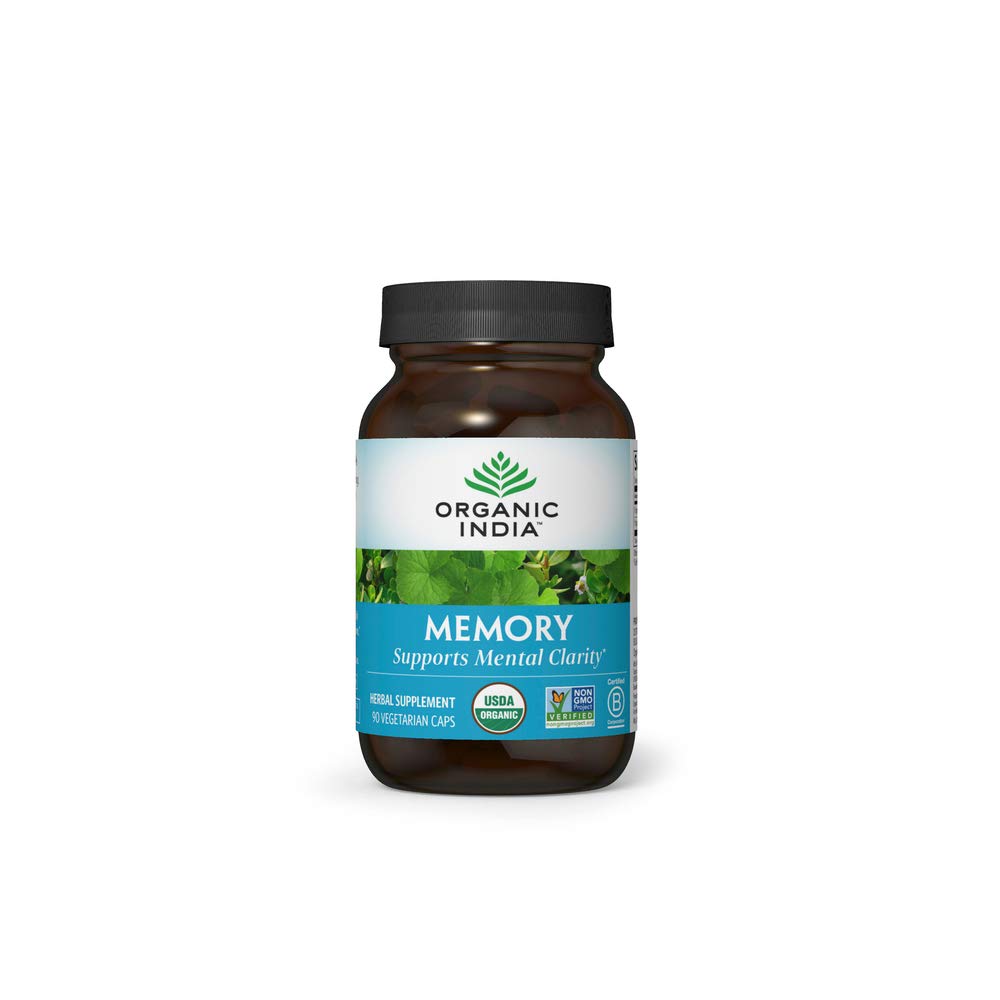 ORGANIC INDIA συμπλήρωμα μνήμης - συμπλήρωμα εγκεφάλου για τη μνήμη και εστίαση, Bacopa Monnieri & Gotu συμπλήρωμα εγκεφάλου Kola, υποστήριξη μνήμης - USDA Certified Organic, Non-GMO - 90 κάψουλες