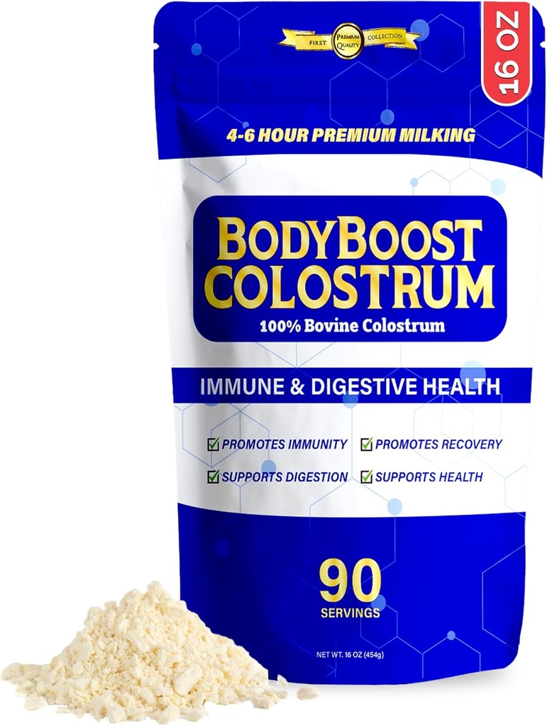BodyBoost Premium Colostrum Whole, 100% Bovine Colostrum Toz, Immunoglobulin & Lactoferrin, Grass Fed Colostrum Toz, Gut Health, Diverse Intake,16 oz