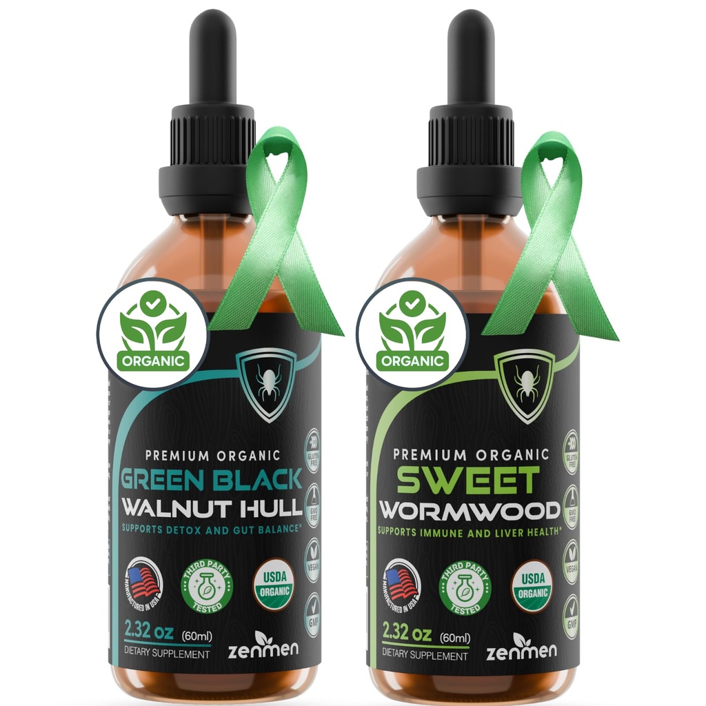 Zenmen Green Black Walnut Wormwood Complex - Black Walnut Wormwood Tincture Liquid Extract - Protect Your Health Naturally | 60 Days Supply