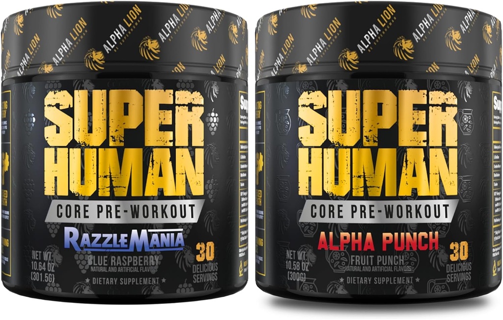 ALPHA LION Core Pre Workout Toz Sche for Pump & Tri-Kaynak Caffeine for Sustained Energy, Fruit Punch & Blue Raspberry Flavor (30 Her Şeye Hizmet Ediyor)