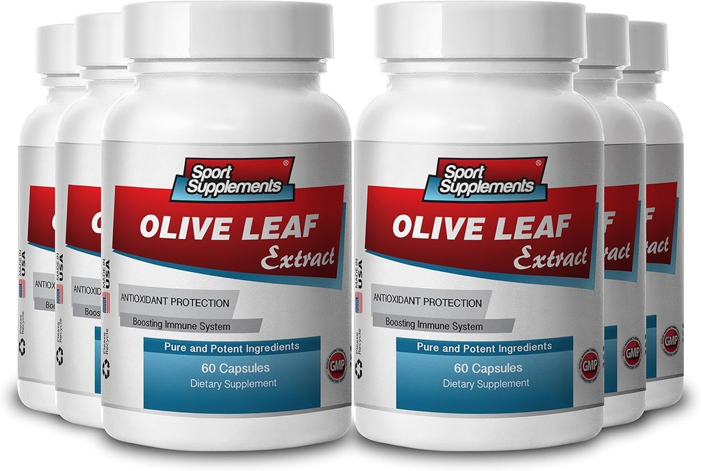 Συμπληρώματα Αθλητισμού Olive Leaf Extract Ισχυρό Αντιοξειδωτικό, Ανοσοποιητικό Σύστημα Υγεία 500mg (6 Μπουκάλια, 360 Κάψουλες)