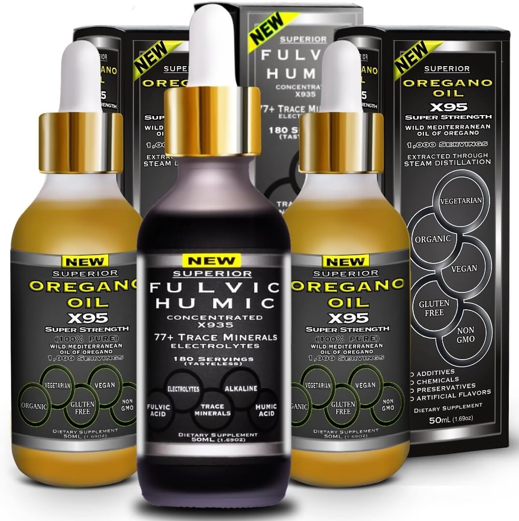 Fulvic Humic Acid Ionic Trace Minerals with Electrolytes Liquid Supplement Plus Ρίγανη σταγόνες πετρελαίου Super Strength More Versatile Στη συνέχεια Λάδι από Ρίγανο Softgels και κάψουλες