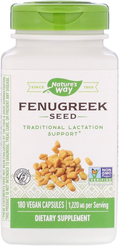 Nature's Way Fenugreek Seed 1.220 mg, Non-GMO Project  Valid, TRU-ID Sertifikalı, Vejetaryen, 180 Kont, 2 Paket