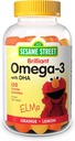 Sesame Street Omega 3 Gummies for Kids, 50 mg of Omega-3 per Gummy, 4 Month Supply, No Fishy Aftertaste, Shellfish Free Supplement, Brain & Eye Support, 120 Gummies