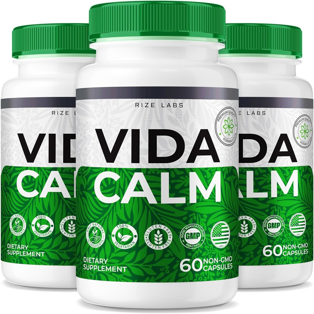rize labs - Vida Calm Advanced Formula Κάψουλες, παρέχει μέγιστη δύναμη, για το άγχος, την ηρεμία, την χαλάρωση, συμπλήρωμα (180 κάψουλες)