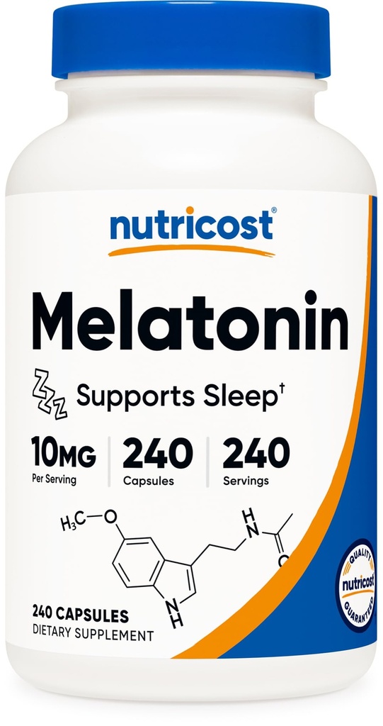 Nutricost Melatonin 10 mg, 240 Capsules, Non-GMO & Gluten Free
