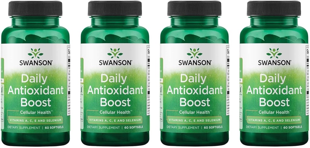 Swanson Vitamins Daily Antioxidant Boost - Promotes Cellular Health & Immune Support - Supports Natural Defensive Nourishment - (60 Softgels) 4 Pack