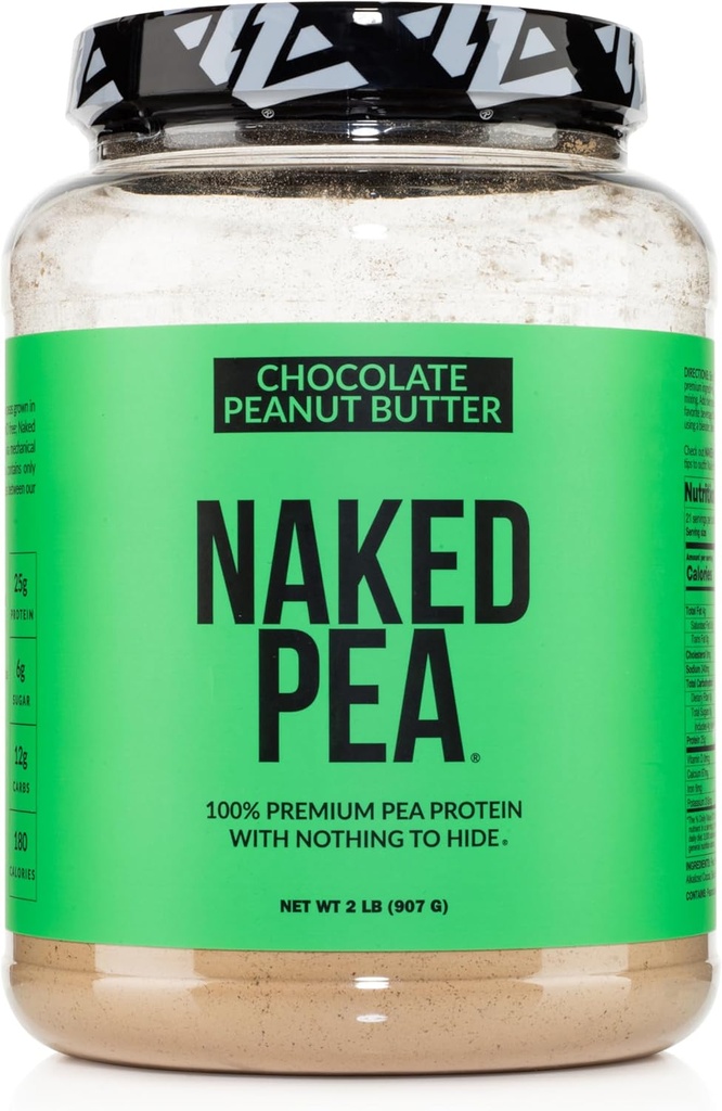 Çıplak Pea - Chocolate Peanut Butter Protein ABD ve Kanada Çiftçileri, Organik Cocoa, Organik Piramit Şeker - Hayır GMO, Hayır Soy ve Gluten Ücretsiz, Yardım Büyüme ve Kurtarma - 21 Hizmet