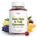 Saç Cilt ve Çiçeği Vitaminleri, 6000 mcg Biotin Gummies w/Collagen, Tutku Meyvesi Lezzetli Saç Vitaminleri, Gluten Free Collagen Supplements (60 Kont)