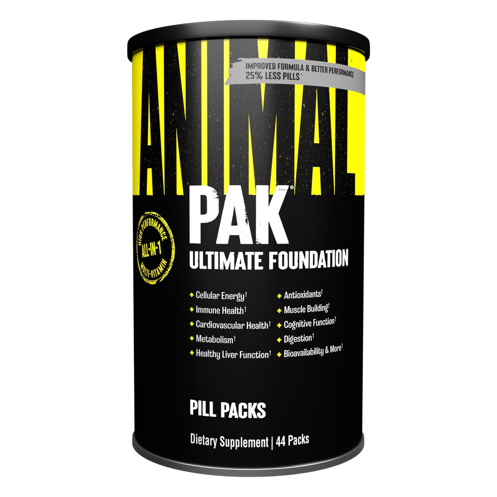 Hayvan Pakı - Erkekler ve Kadınlar İçin Çok Çok Fazla Vitamin - Bir Vitamin & Tamam Paketi - çinko, C, B, D, Amino Asitler ve Immune Desteği - Spor Beslenme Performansı - 44 Kont