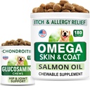 BARK&SPARK Glucosamine Dog Treats + Omega 3 for Dogs Bundle - Hip Support and Joint Pain Relief Supplement + Fish Oil Chews for Shedding, Skin Allergy, Itch Relief, Skin and Coat Supplement
