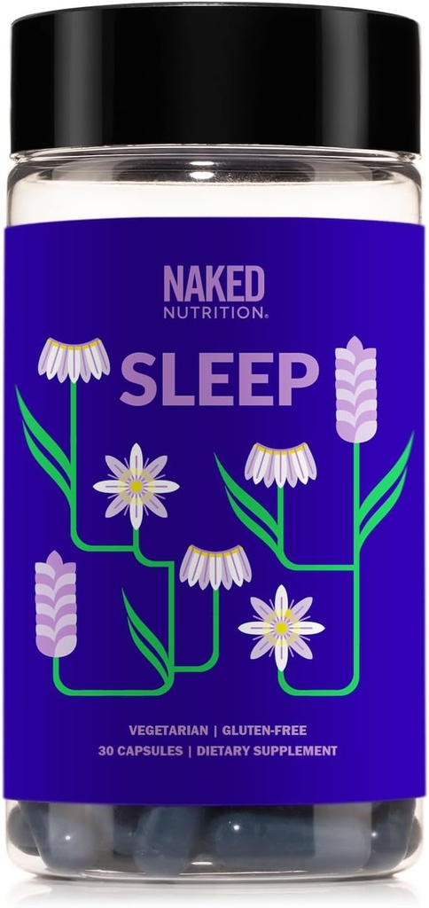 Γυμνός ύπνος - GABA L Theanine Natural Sleep Aid - Λίπος λεμονιού, λεβάντα και μελατονίνη για βελτιωμένη ποιότητα χαλάρωσης και ύπνου - Χωρίς γλουτένη και χορτοφάγους - 30 κάψουλες