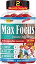 Max Focus Junior – Çocuklar Focus & Calm Gummies | Calming & dikkat Support Supplement for Kids & Youth with Ashwagandha | Brain Vitamins | Vegan, Non-GMO, 60 Gummies
