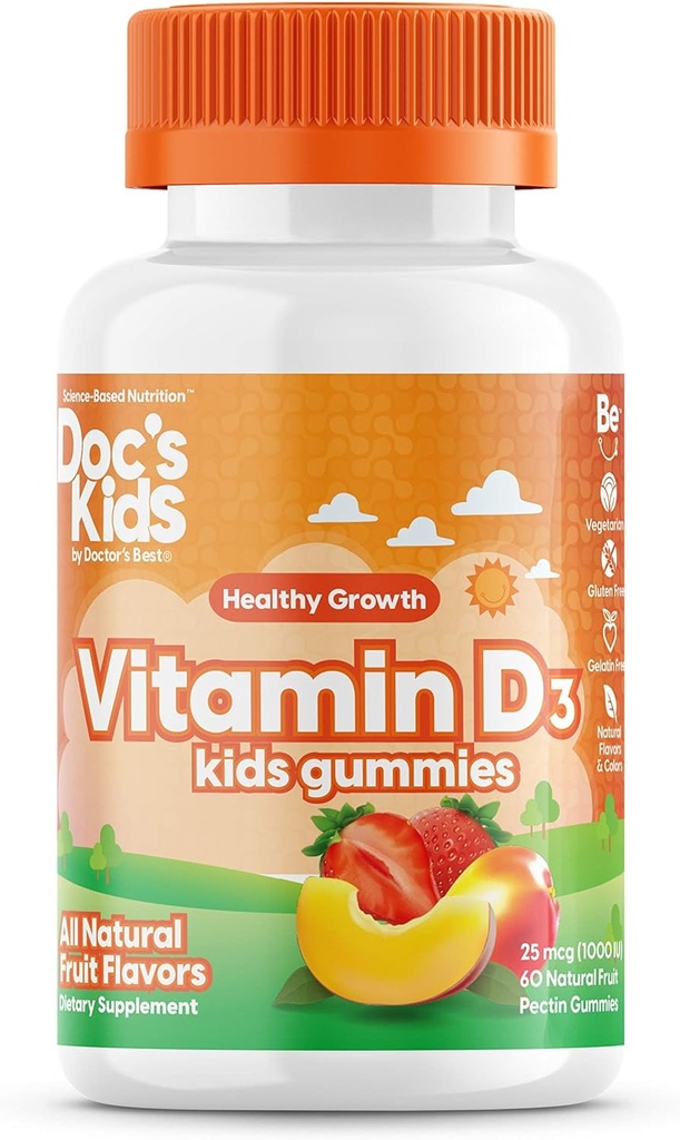 Doktor'un En İyi Doc'un Çocuk Çocuk Vitamini D3 Gummies 1000iu, Sağlıklı Kemikleri ve Dişleri Destekliyor, Immune Health,uba Aborpsiyon, 60 Count Count Count Count