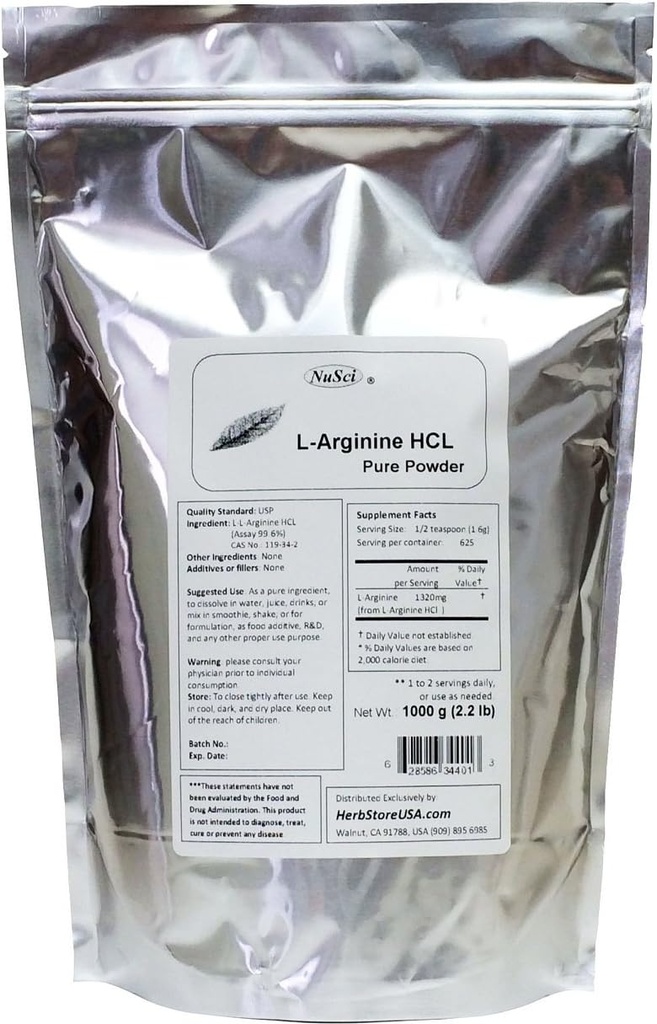 L-Arginine HCl Pure Toz 1000g (2.2 lb)