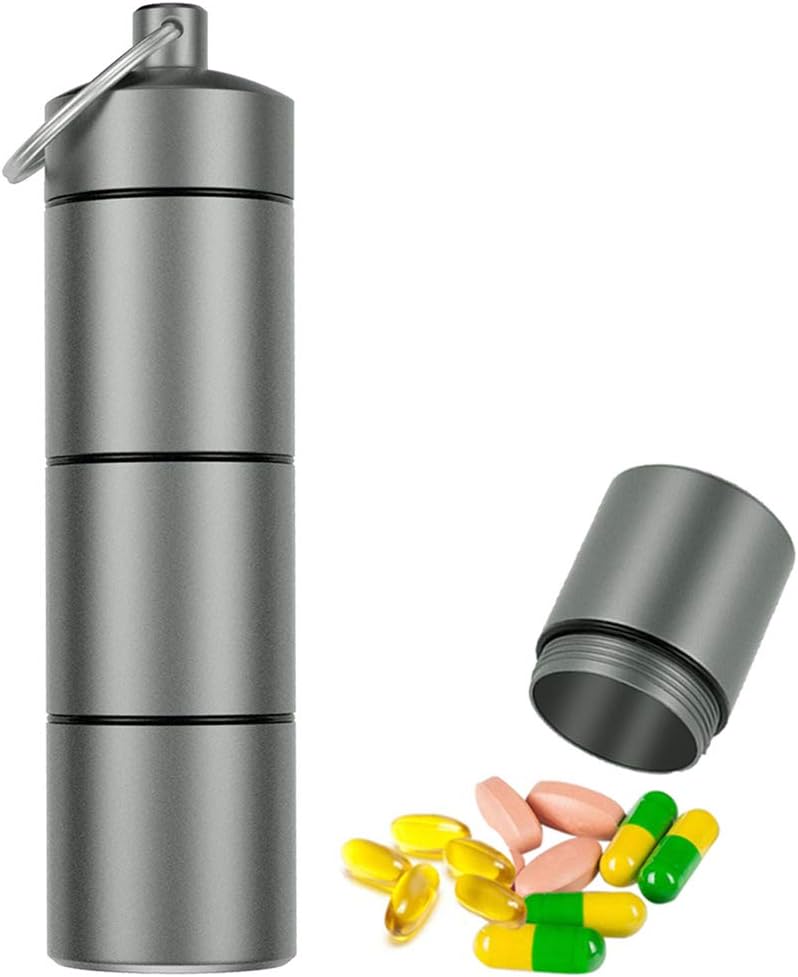 Büyük Gıda Pilleçleri, EFFIET 3, Metal Pill Fob Case, Acil Piller/Vitamin / Fish Oils /Capsule, Seyahat Suları, Hiking, Camping (Matt tamamlandı)