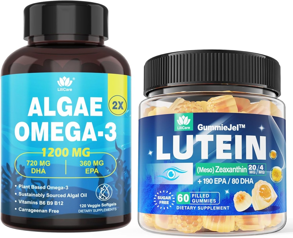 Sugar Free Lutein 20 mg 40 mg +Vegan Omega 3 DHA EPA