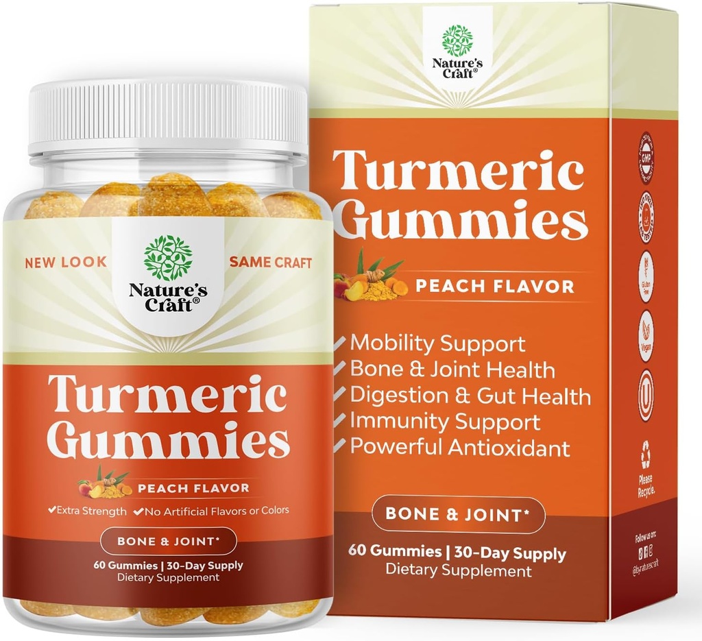 Turmeric Curcumin Immune Support Gummies - Ortak Destek ve Gelişmiş Cilt Bakımı için Immune ATM Turmeric Gummies - Black Pepper Ortak Supplement Gummy Vitamins with Curcumin Toz Vitamins