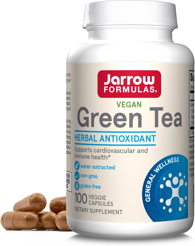 Jarrow Formulas Green Tea Herbal Antioksi 500 mg, Diyet Tamam, Cardiovascular ve Immune Health, 100 Capsules, 100 Day Supply