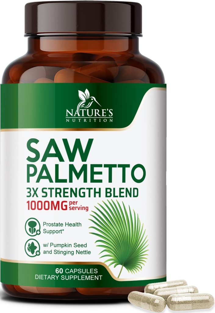Erkekler için Palmetto - 3X Güçlü Prostate Health Supplement - Herbal Extract Supplement - Prostate Supplements for Men's Health Support, Prostate Urinary & Hair Health Support - 60 Capsules