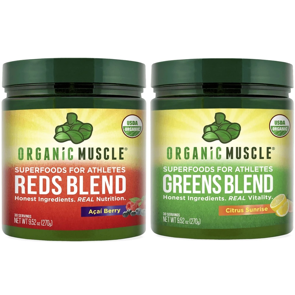 Βιολογικός Μυϊκός Vegan Πράσινοι και Κόκκινοι Superfood σκόνη - USDA Βιολογικός & Plant Based Red Juice & Green Juice Powder Bundle for Energy, Focus, Digestion & Immune System - Non GMO 30 Υπηρεσίες