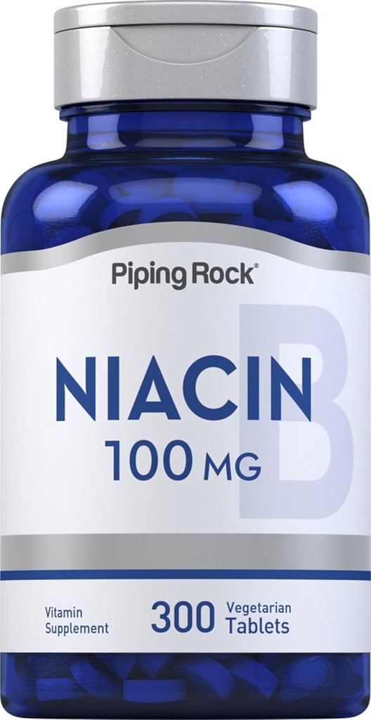 Piping Rock Niacin Supplement for Women and Men | 100 mg | 300 Tablet | Vegetarian, Non-GMO, Gluten Free